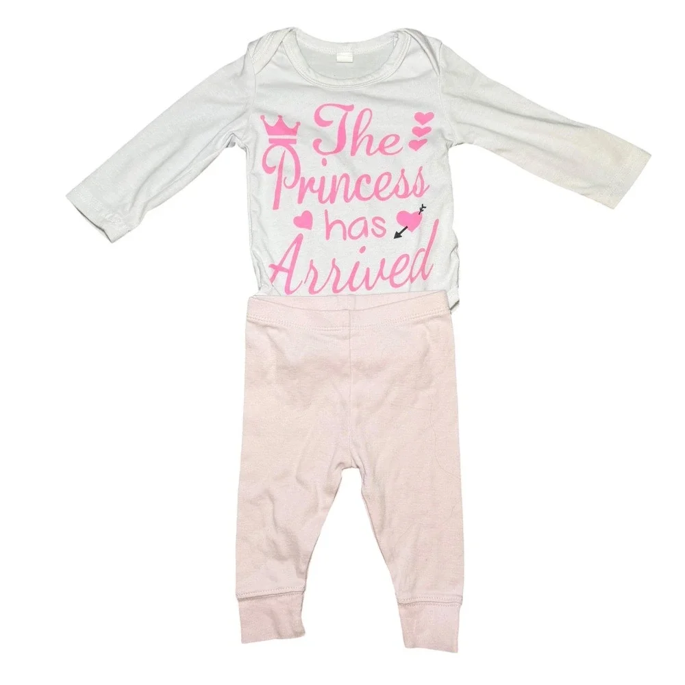 Baby Girl Outfit Lot 6 Pc 0-3M 3-6M Bodysuit Leggings Set Pink Floral Polka